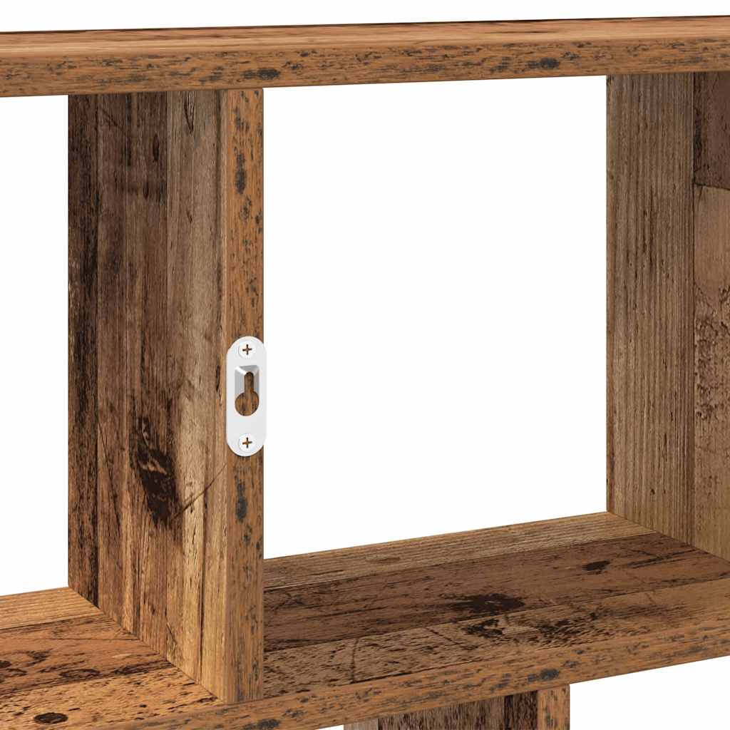 Wandschap kubus 12 vakken bewerkt hout oud houtkleurig is nu te koop bij PeponiXL, paradijselijk wonen!
