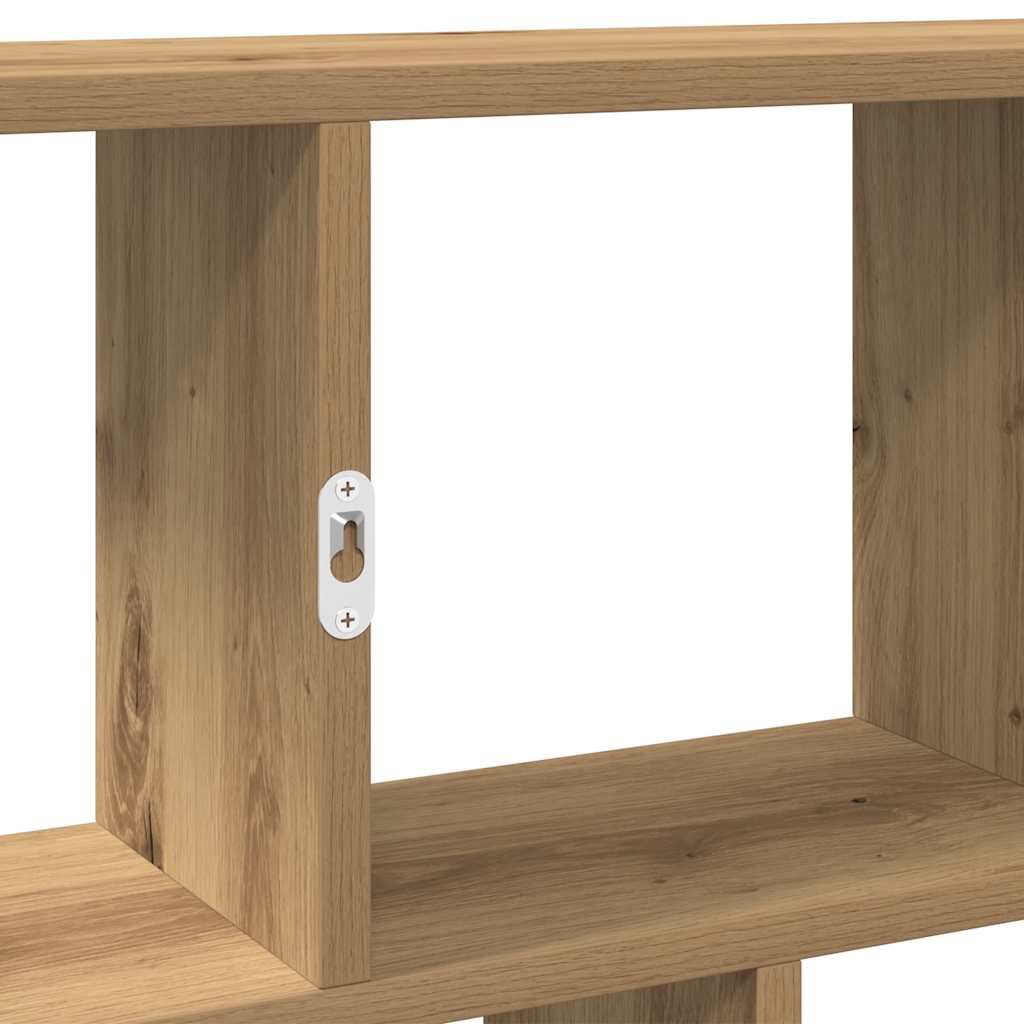 Wandschap kubus 12 vakken bewerkt hout artisanaal eikenkleurig is nu te koop bij PeponiXL, paradijselijk wonen!