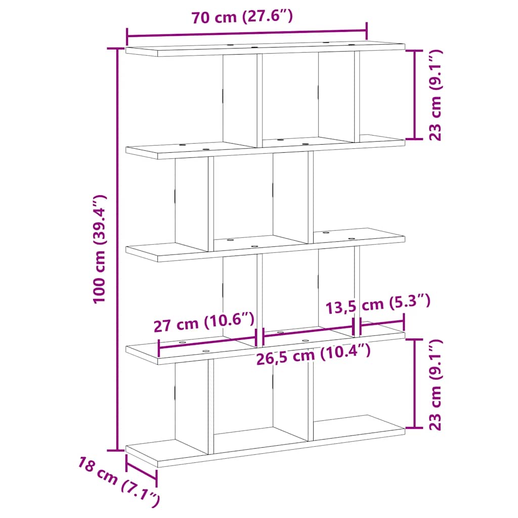 Wandschap kubus 12 vakken bewerkt hout artisanaal eikenkleurig is nu te koop bij PeponiXL, paradijselijk wonen!