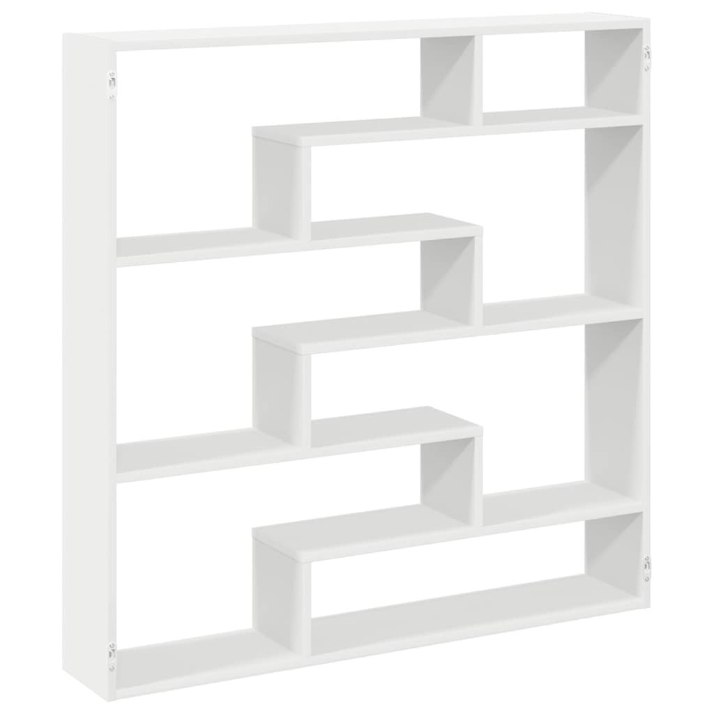 Wandschap kubus 7 vakken bewerkt hout wit is nu te koop bij PeponiXL, paradijselijk wonen!