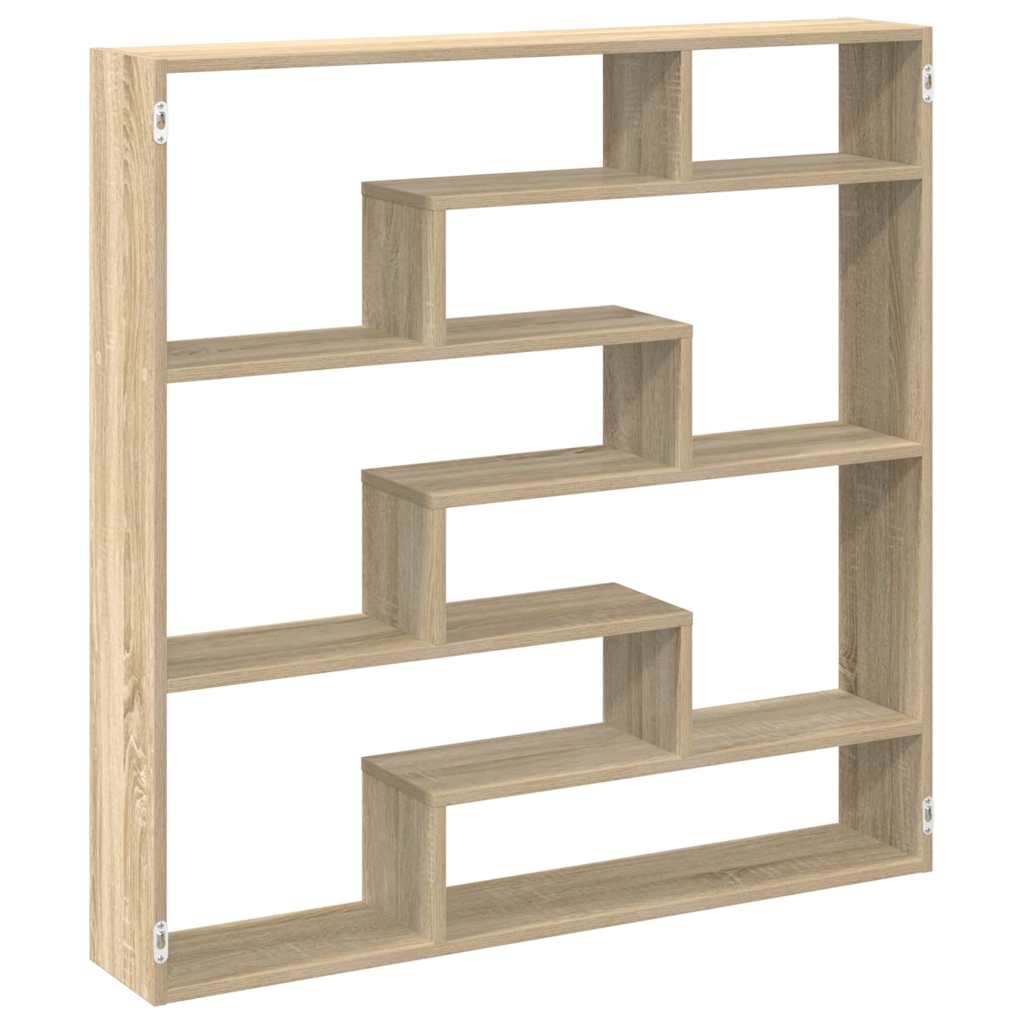 Wandschap kubus 7 vakken bewerkt hout sonoma eikenkleurig is nu te koop bij PeponiXL, paradijselijk wonen!