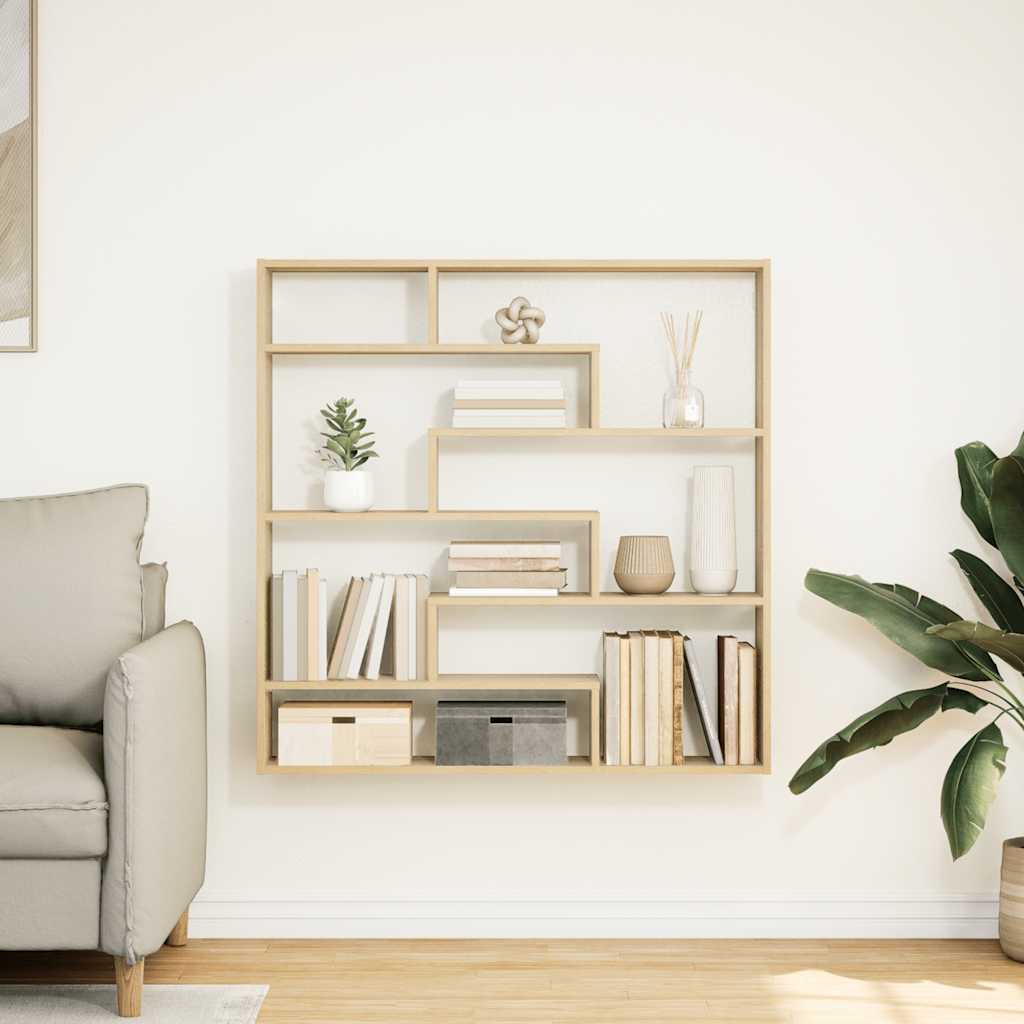 Wandschap kubus 7 vakken bewerkt hout sonoma eikenkleurig is nu te koop bij PeponiXL, paradijselijk wonen!