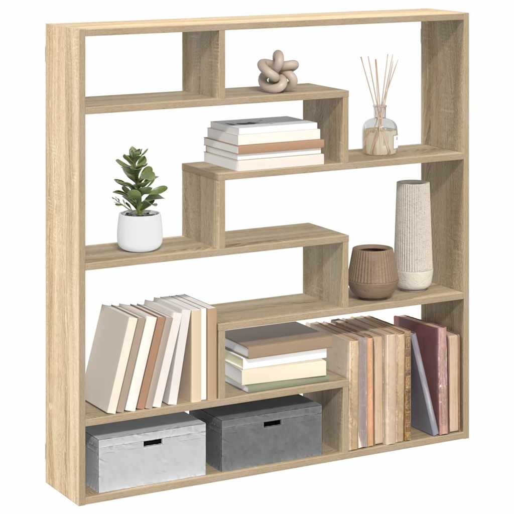 Wandschap kubus 7 vakken bewerkt hout sonoma eikenkleurig is nu te koop bij PeponiXL, paradijselijk wonen!