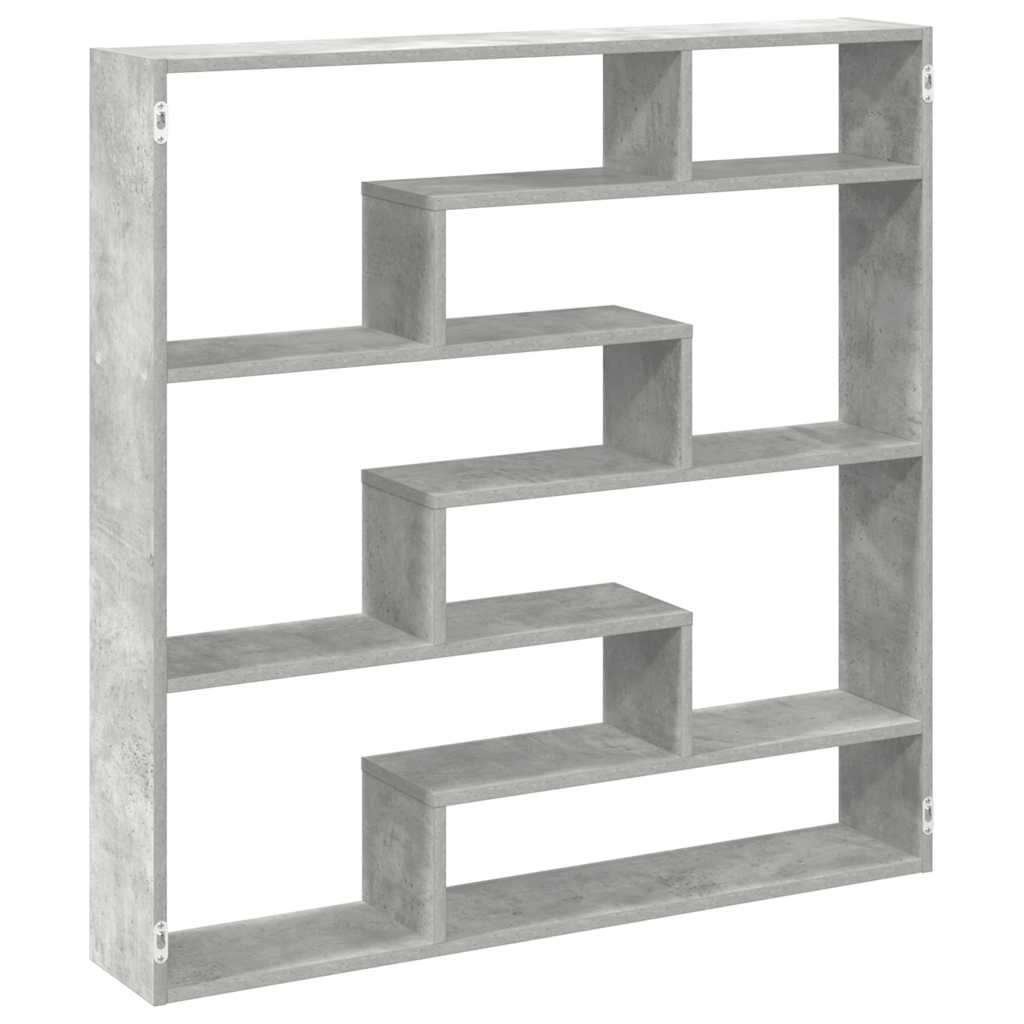 Wandschap kubus 7 vakken bewerkt hout betongrijs is nu te koop bij PeponiXL, paradijselijk wonen!