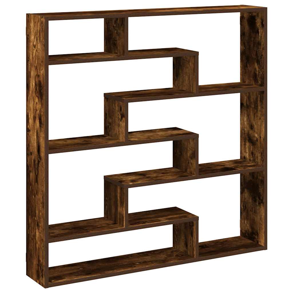 Wandschap kubus 7 vakken bewerkt hout gerookt eikenkleurig is nu te koop bij PeponiXL, paradijselijk wonen!