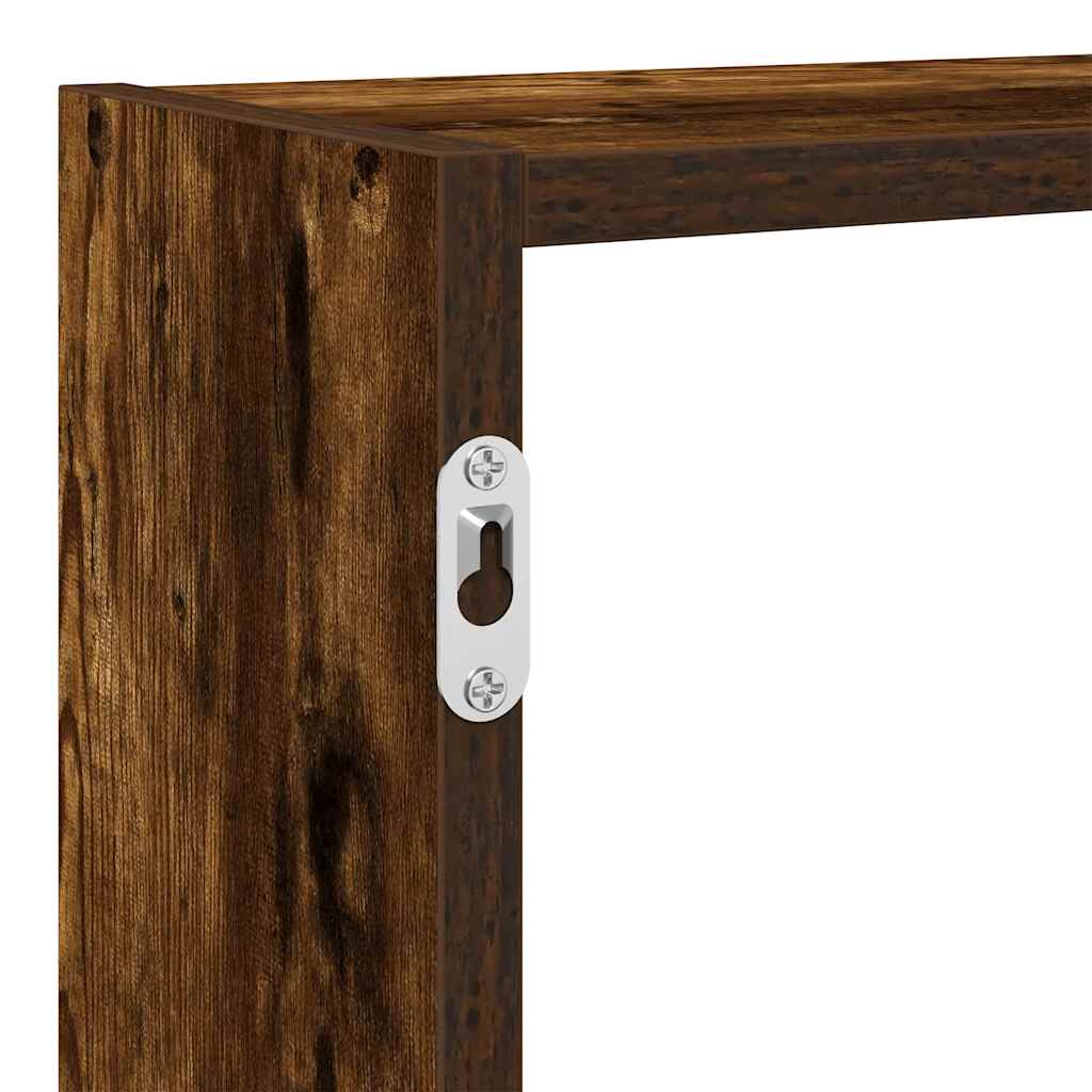 Wandschap kubus 7 vakken bewerkt hout gerookt eikenkleurig is nu te koop bij PeponiXL, paradijselijk wonen!
