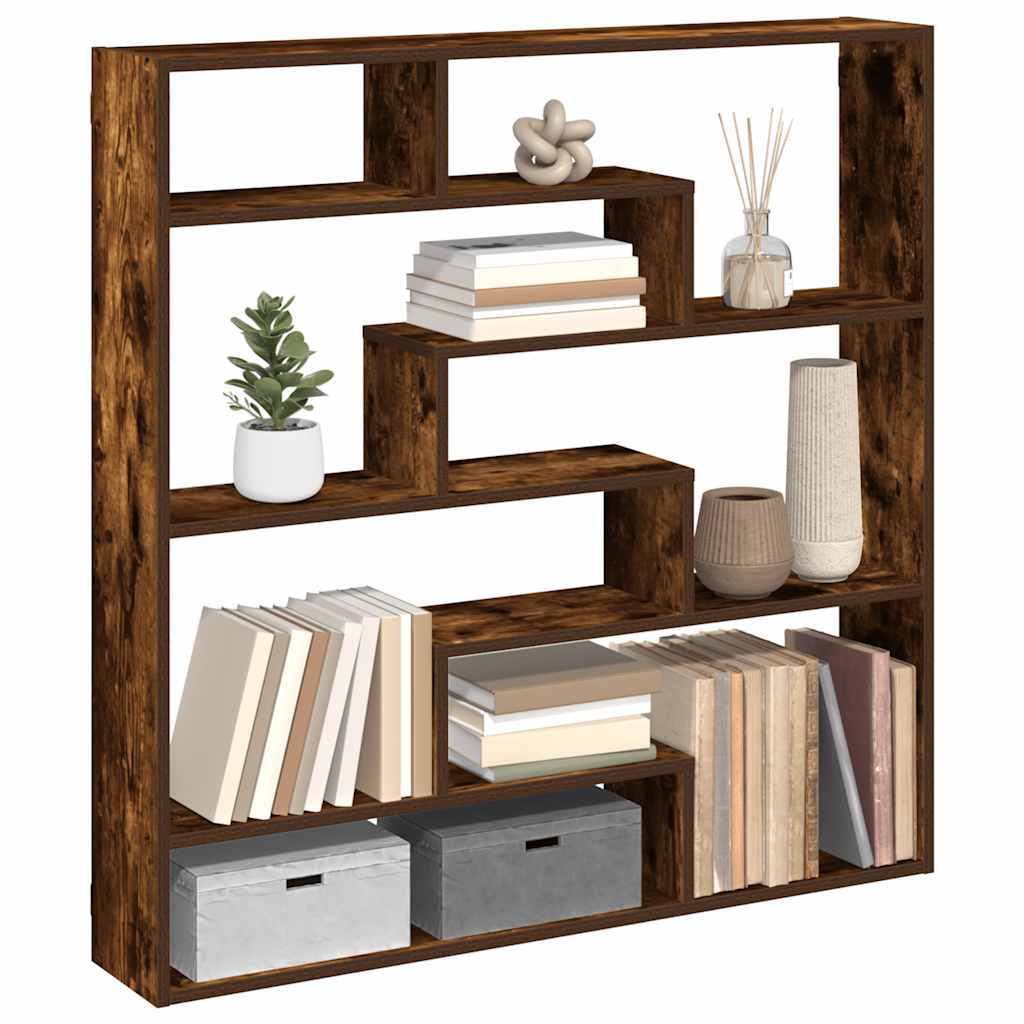 Wandschap kubus 7 vakken bewerkt hout gerookt eikenkleurig is nu te koop bij PeponiXL, paradijselijk wonen!