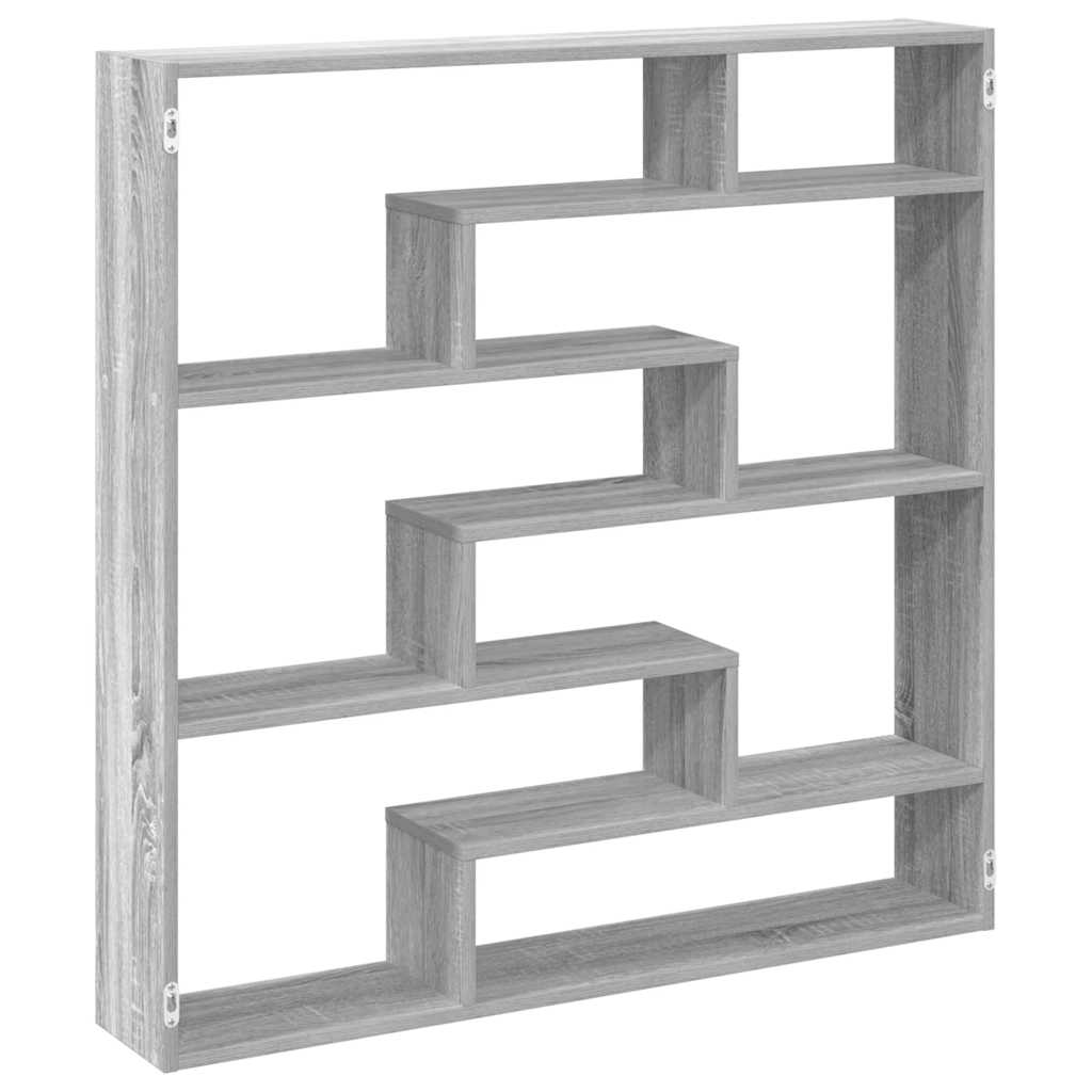 Wandschap kubus 7 vakken bewerkt hout grijs sonoma eikenkleurig is nu te koop bij PeponiXL, paradijselijk wonen!