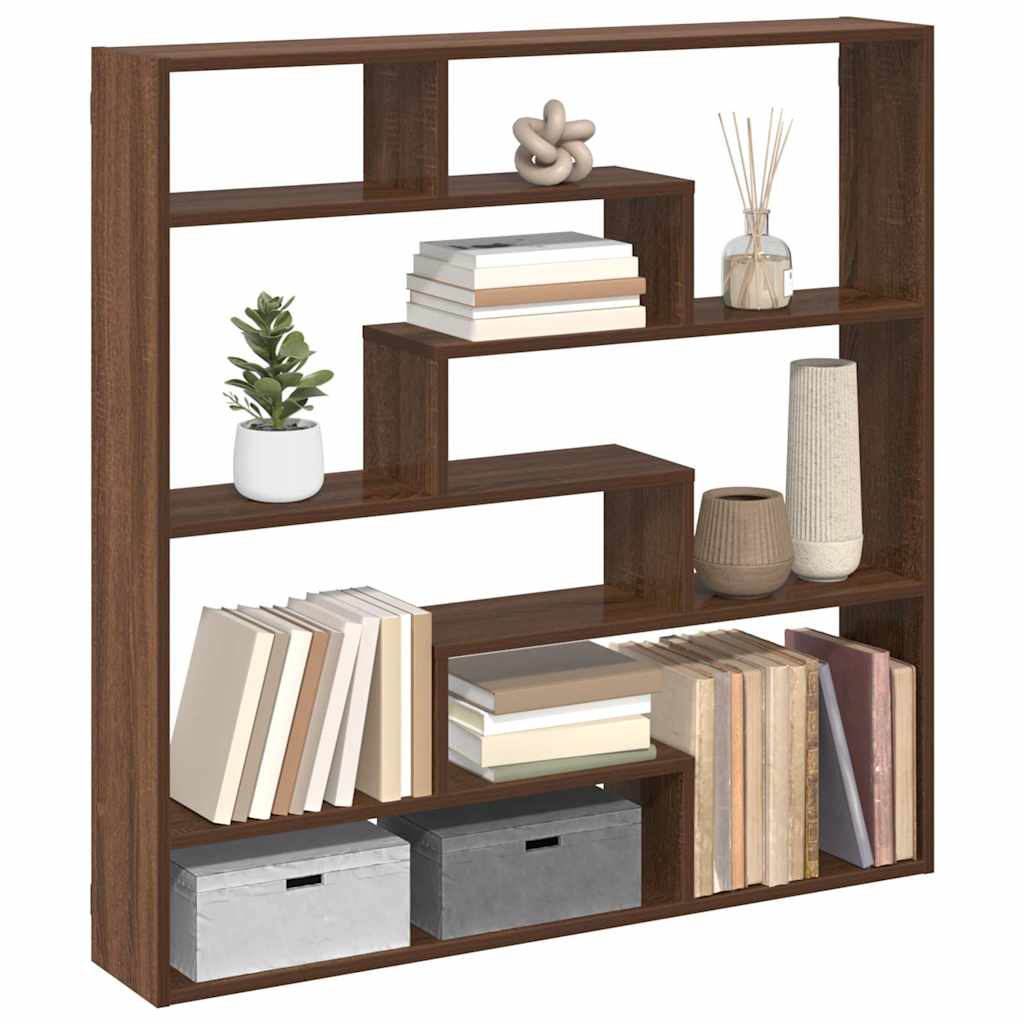 Wandschap kubus 7 vakken bewerkt hout bruin eikenkleur is nu te koop bij PeponiXL, paradijselijk wonen!