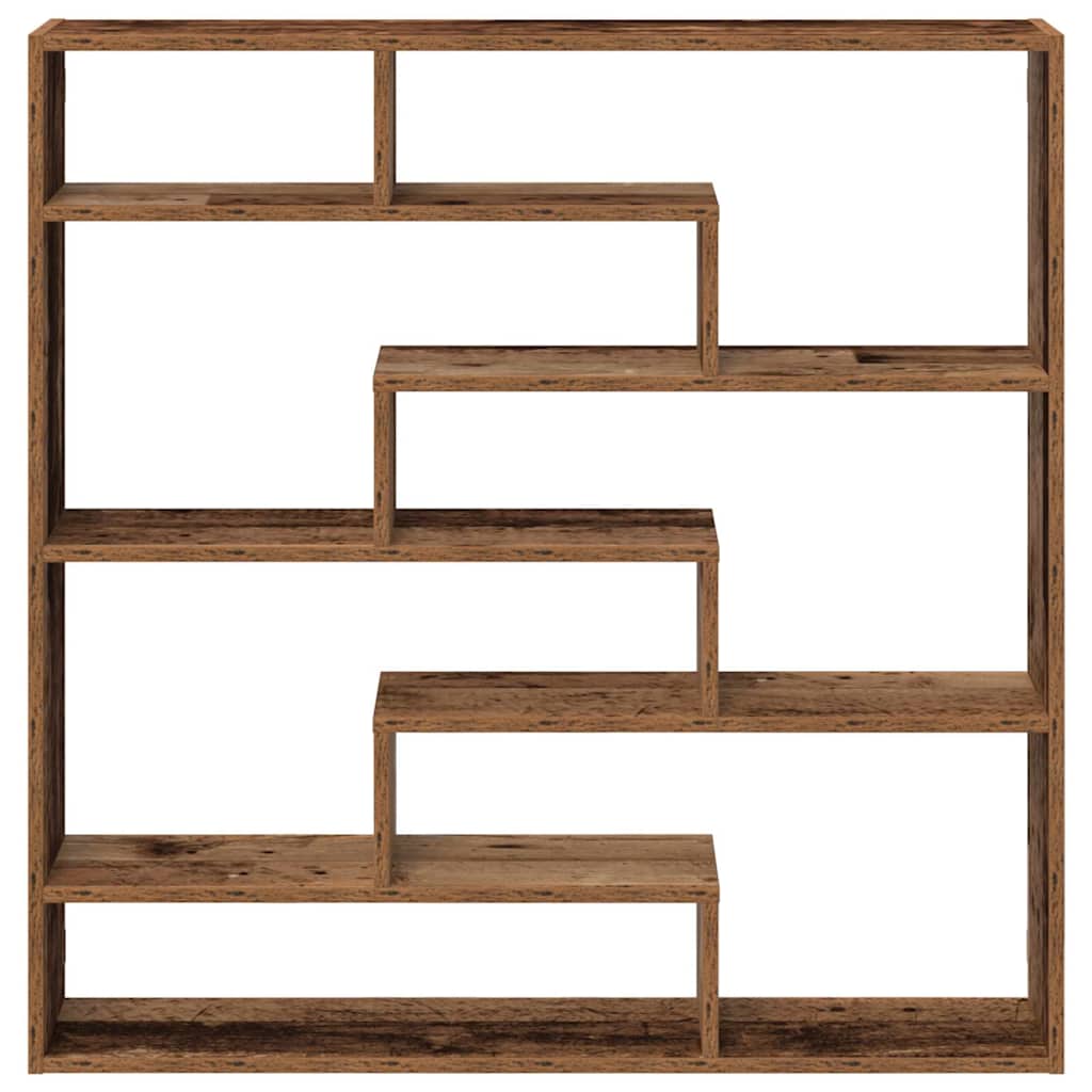 Wandschap kubus 7 vakken bewerkt hout oud houtkleurig is nu te koop bij PeponiXL, paradijselijk wonen!