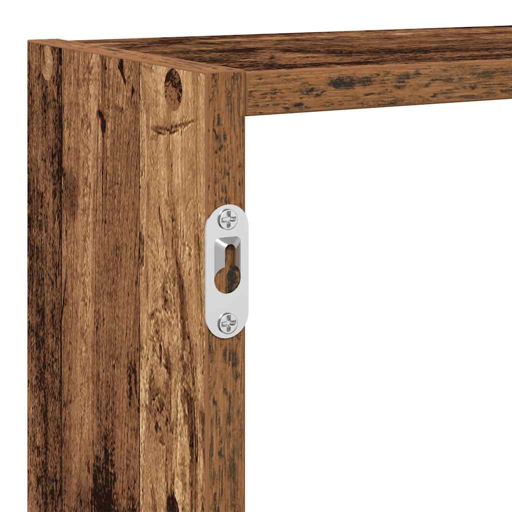 Wandschap kubus 7 vakken bewerkt hout oud houtkleurig is nu te koop bij PeponiXL, paradijselijk wonen!
