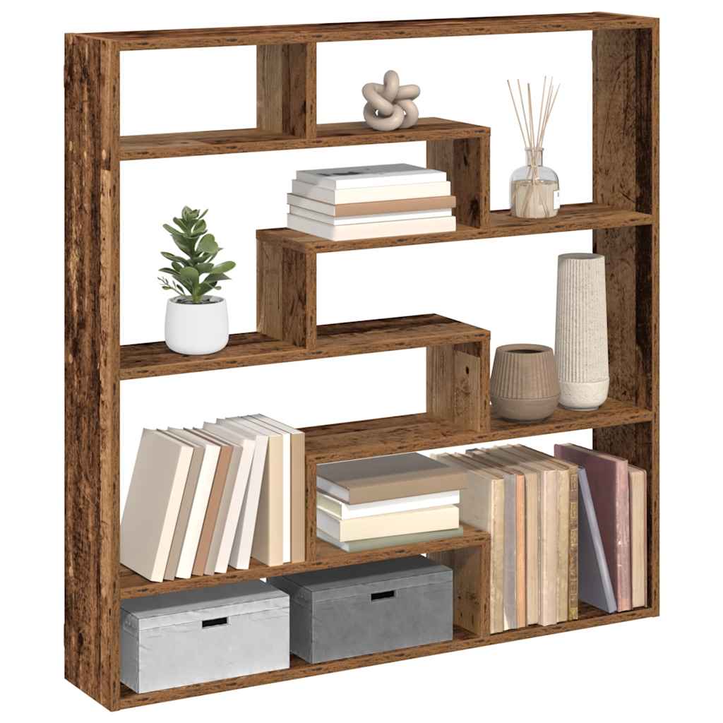 Wandschap kubus 7 vakken bewerkt hout oud houtkleurig is nu te koop bij PeponiXL, paradijselijk wonen!