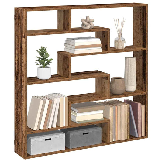 Wandschap kubus 7 vakken bewerkt hout oud houtkleurig is nu te koop bij PeponiXL, paradijselijk wonen!