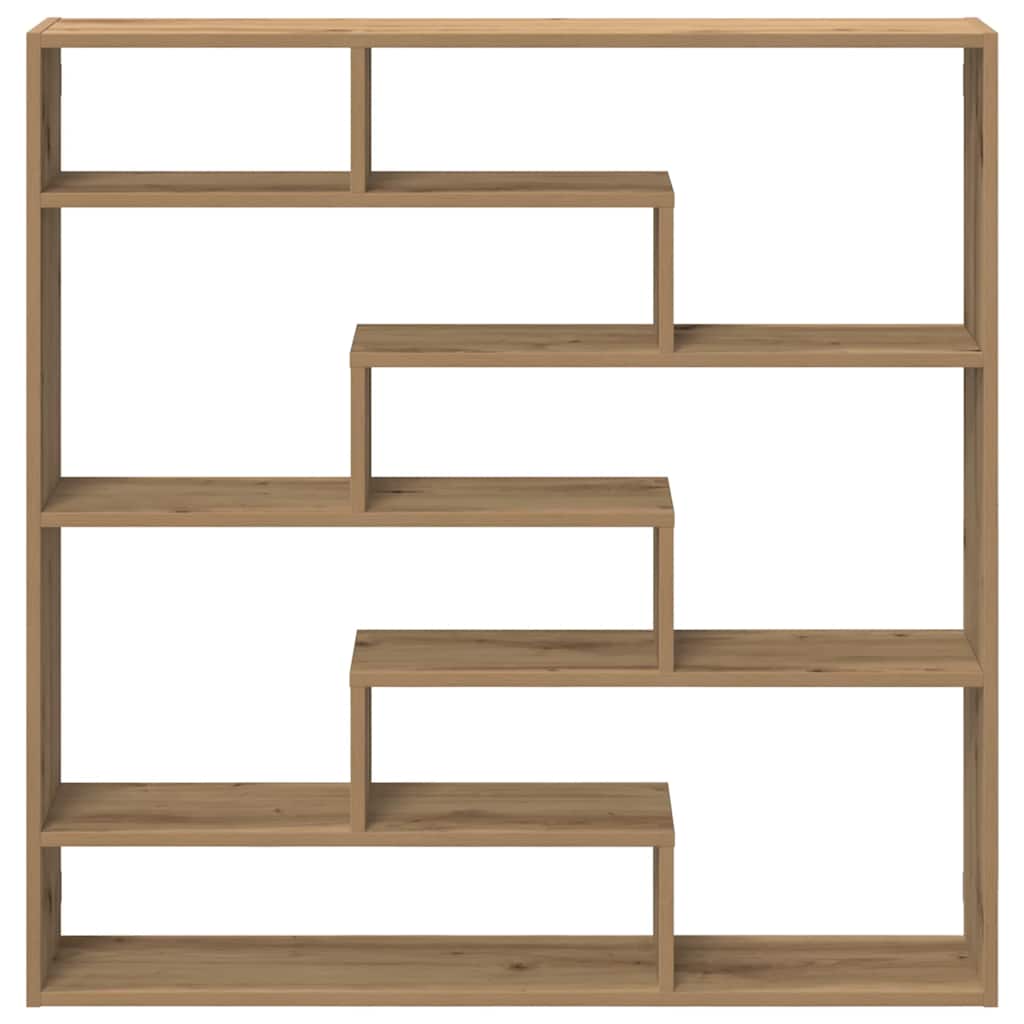 Wandschap kubus 7 vakken bewerkt hout artisanaal eikenkleurig is nu te koop bij PeponiXL, paradijselijk wonen!