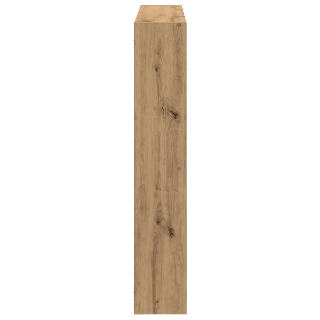 Wandschap kubus 7 vakken bewerkt hout artisanaal eikenkleurig is nu te koop bij PeponiXL, paradijselijk wonen!