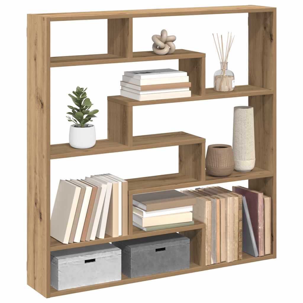 Wandschap kubus 7 vakken bewerkt hout artisanaal eikenkleurig is nu te koop bij PeponiXL, paradijselijk wonen!