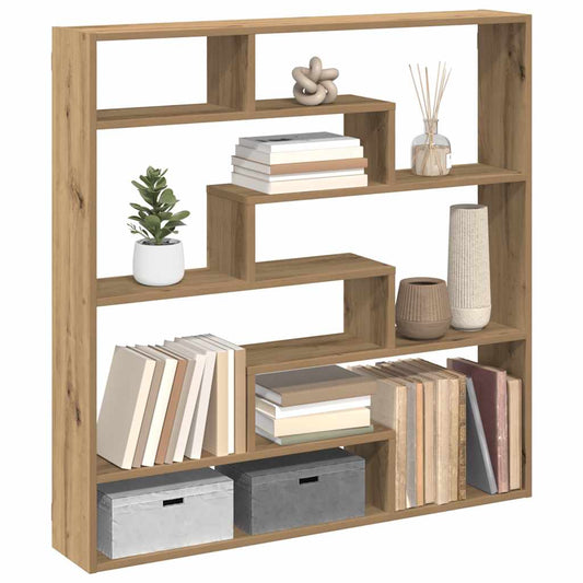 Wandschap kubus 7 vakken bewerkt hout artisanaal eikenkleurig is nu te koop bij PeponiXL, paradijselijk wonen!