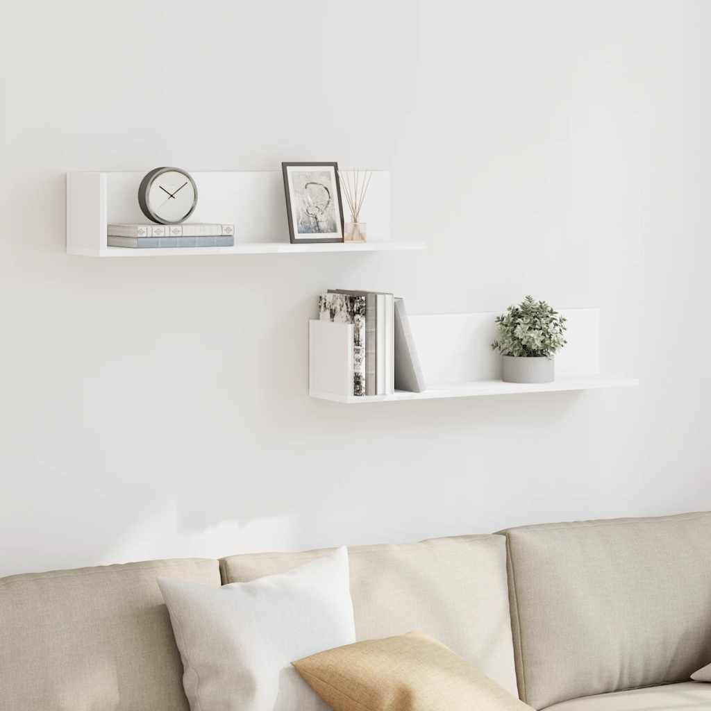 Wandschappen 2 st 75x16,5x16,5 cm bewerkt hout wit is nu te koop bij PeponiXL, paradijselijk wonen!