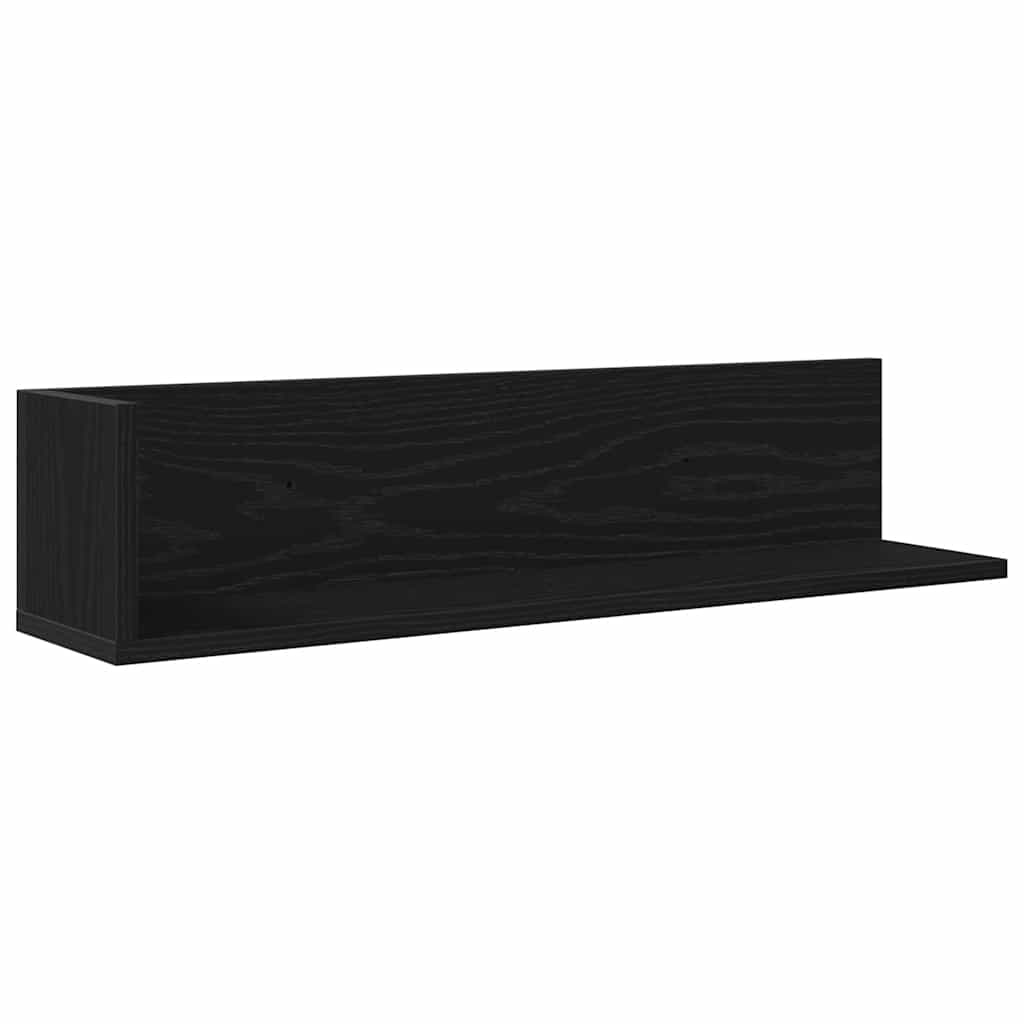 Wandschappen 2 st 75x16,5x16,5 cm bewerkt hout zwart is nu te koop bij PeponiXL, paradijselijk wonen!