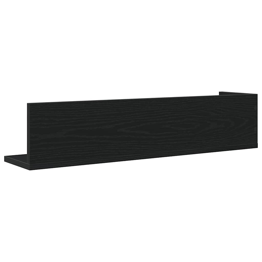Wandschappen 2 st 75x16,5x16,5 cm bewerkt hout zwart is nu te koop bij PeponiXL, paradijselijk wonen!