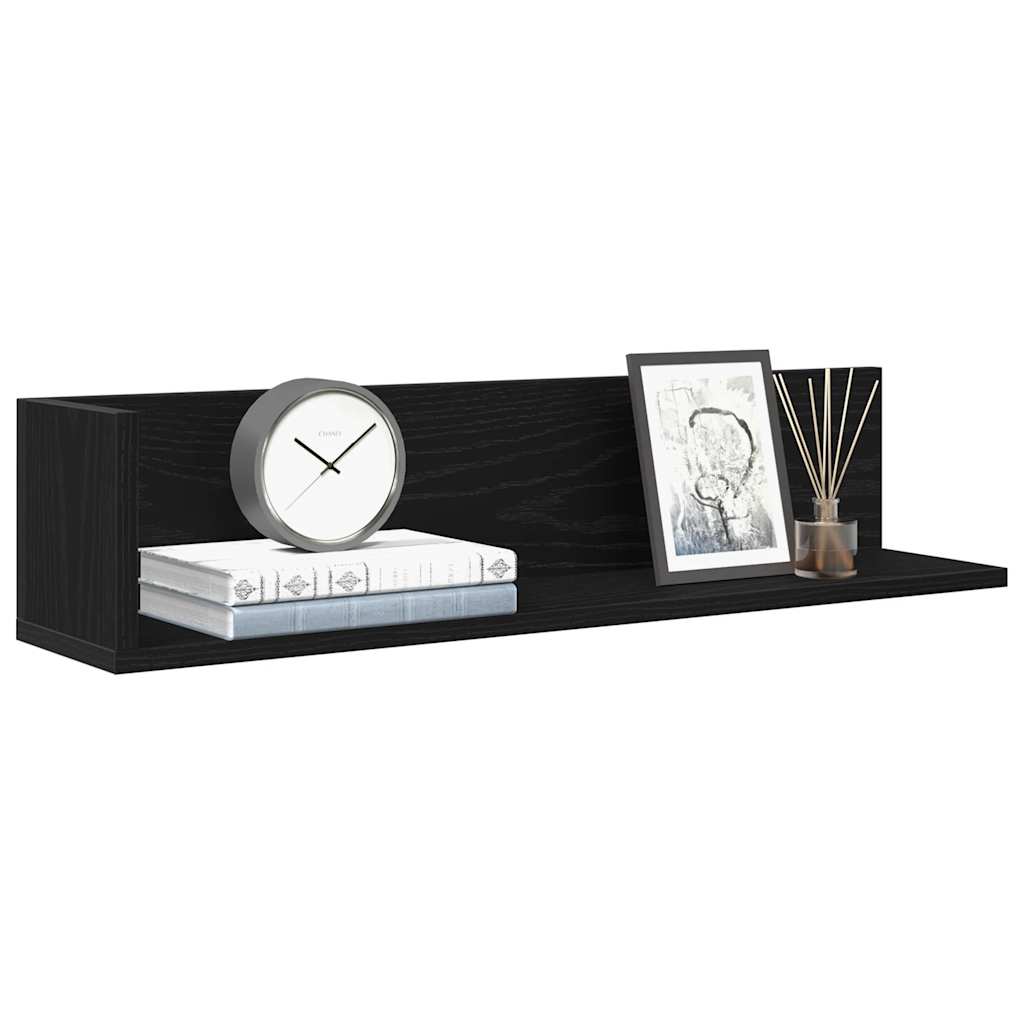 Wandschappen 2 st 75x16,5x16,5 cm bewerkt hout zwart is nu te koop bij PeponiXL, paradijselijk wonen!