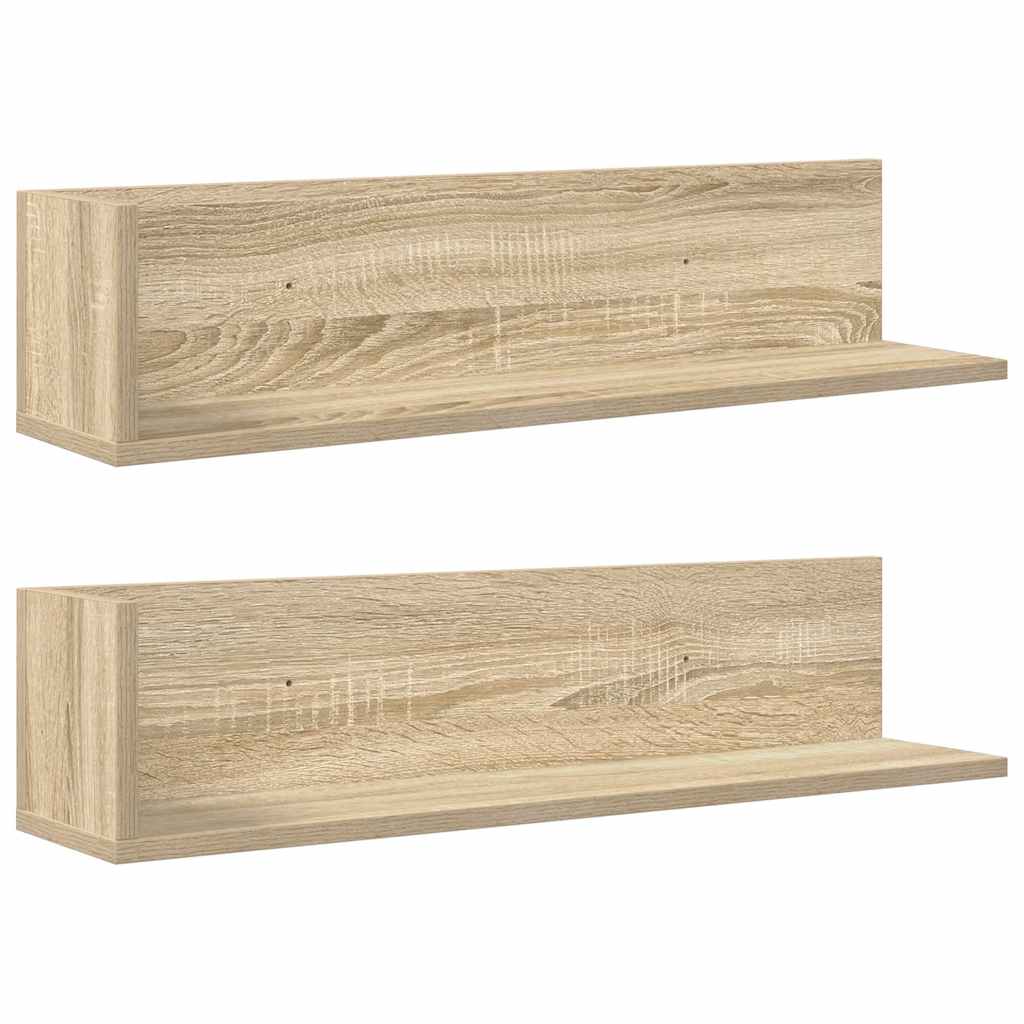 Wandschappen 2 st 75x16,5x16,5cm bewerkt hout sonoma eikenkleur is nu te koop bij PeponiXL, paradijselijk wonen!