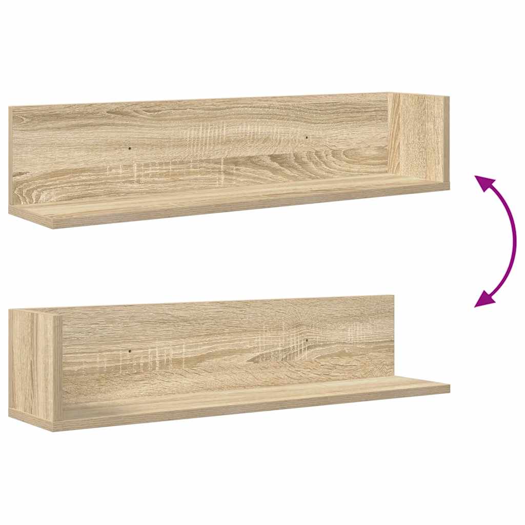 Wandschappen 2 st 75x16,5x16,5cm bewerkt hout sonoma eikenkleur is nu te koop bij PeponiXL, paradijselijk wonen!