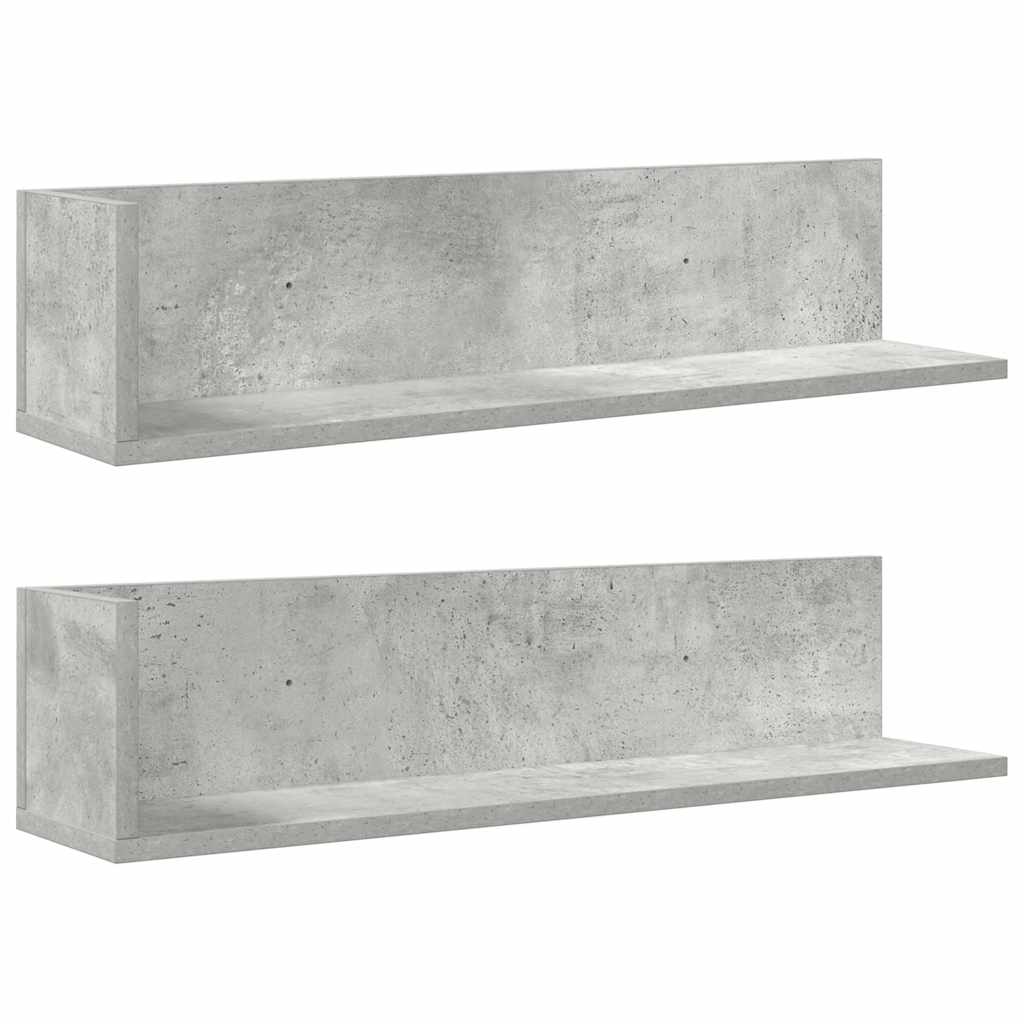 Wandschappen 2 st 75x16,5x16,5 cm bewerkt hout betongrijs is nu te koop bij PeponiXL, paradijselijk wonen!