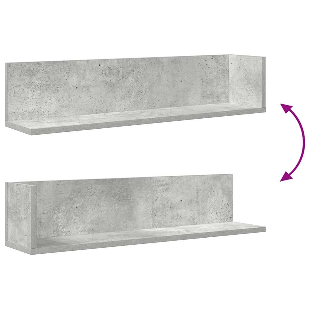 Wandschappen 2 st 75x16,5x16,5 cm bewerkt hout betongrijs is nu te koop bij PeponiXL, paradijselijk wonen!