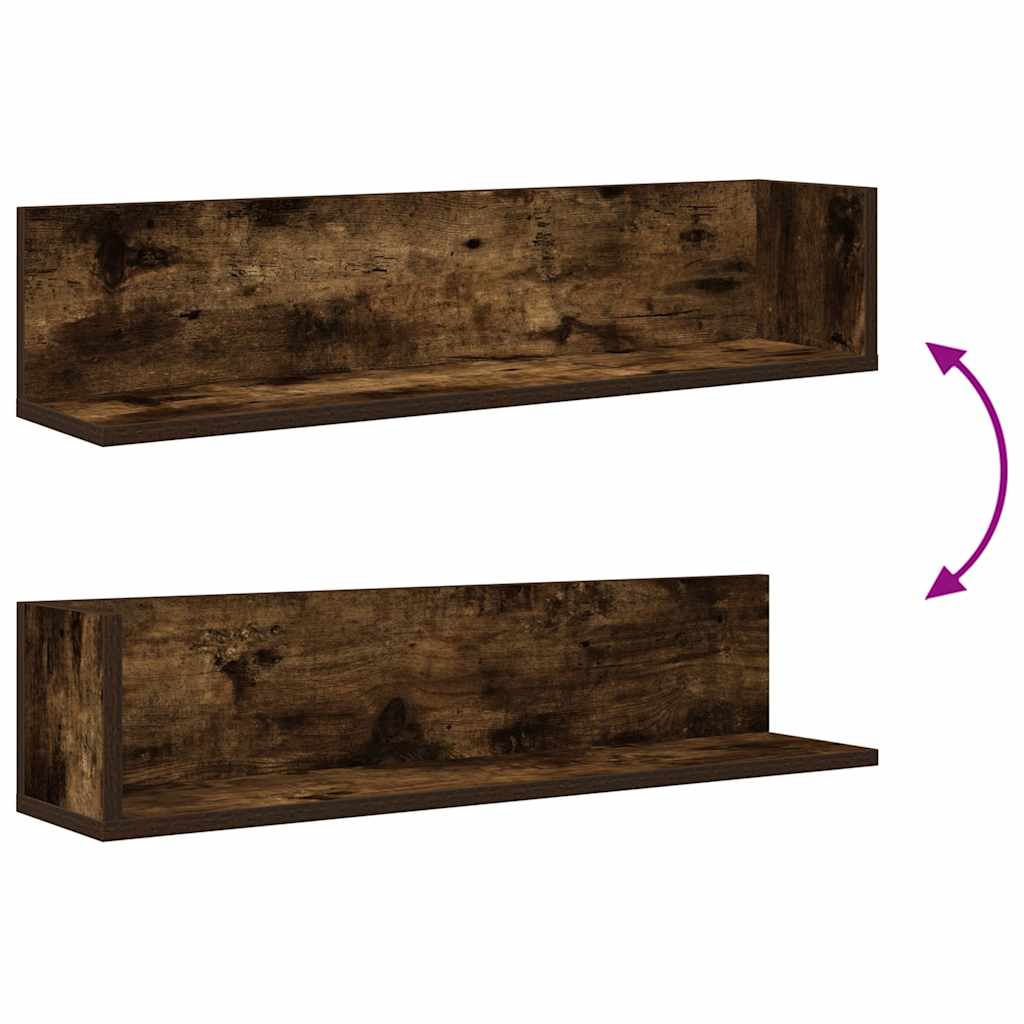 Wandschappen 2 st 75x16,5x16,5 cm bewerkt hout gerookt eiken is nu te koop bij PeponiXL, paradijselijk wonen!