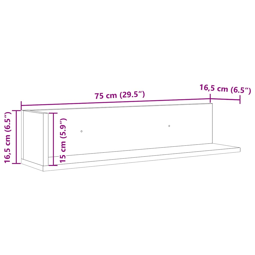 Wandschappen 2 st 75x16,5x16,5 cm bewerkt hout gerookt eiken is nu te koop bij PeponiXL, paradijselijk wonen!