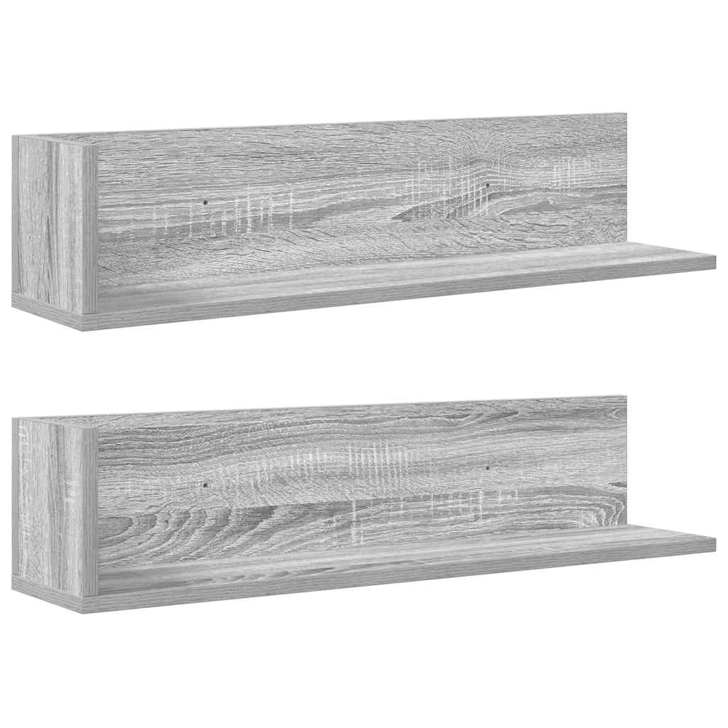 Wandschappen 2 st 75x16,5x16,5 cm bewerkt hout grijs sonoma is nu te koop bij PeponiXL, paradijselijk wonen!
