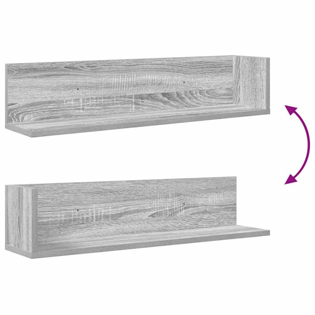 Wandschappen 2 st 75x16,5x16,5 cm bewerkt hout grijs sonoma is nu te koop bij PeponiXL, paradijselijk wonen!