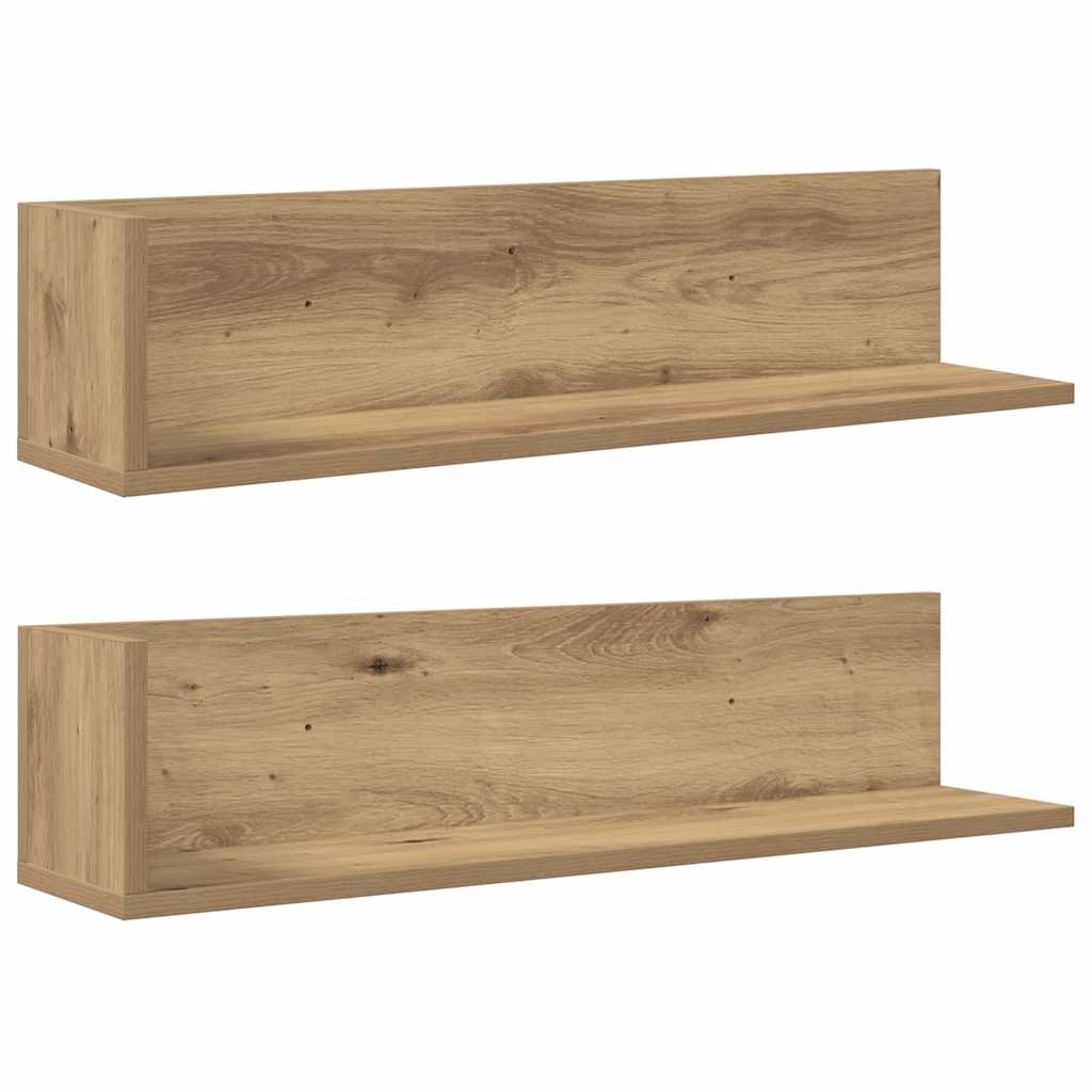 Wandschappen 2 st 75x16,5x16,5 bewerkt hout artisanaal eiken is nu te koop bij PeponiXL, paradijselijk wonen!