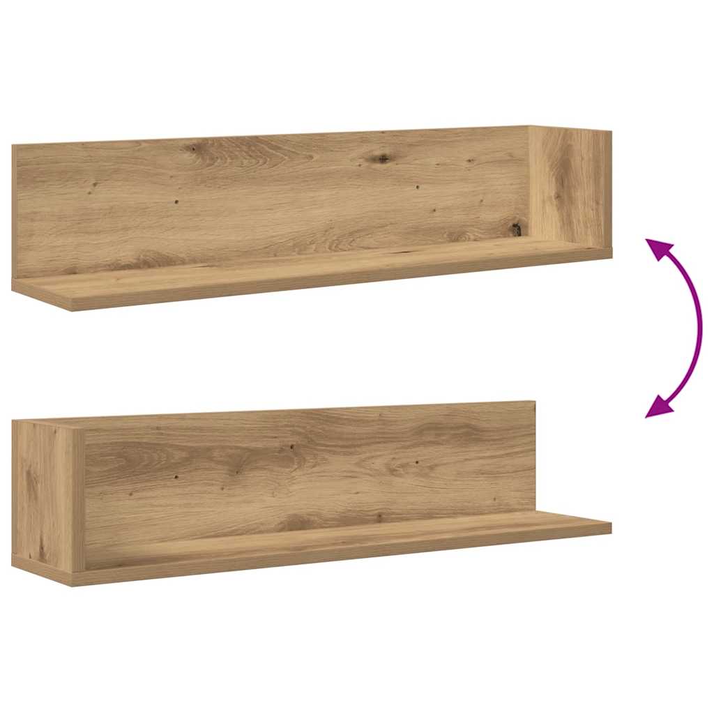 Wandschappen 2 st 75x16,5x16,5 bewerkt hout artisanaal eiken is nu te koop bij PeponiXL, paradijselijk wonen!