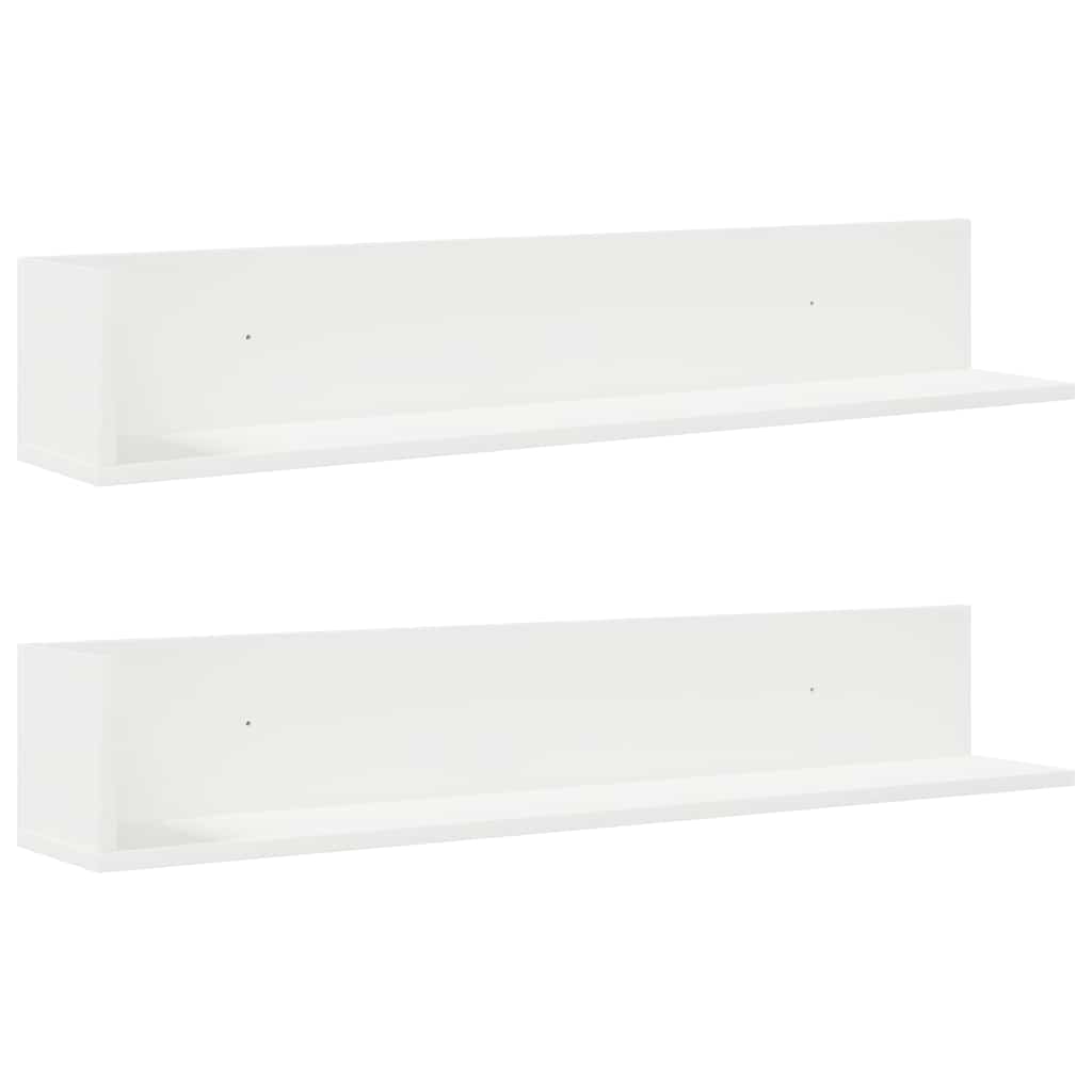 Wandschappen 2 st 100x16,5x16,5 cm bewerkt hout wit is nu te koop bij PeponiXL, paradijselijk wonen!