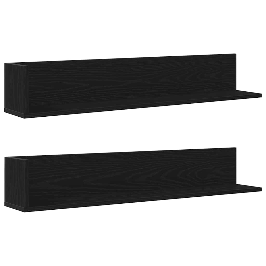 Wandschappen 2 st 100x16,5x16,5 cm bewerkt hout zwart is nu te koop bij PeponiXL, paradijselijk wonen!