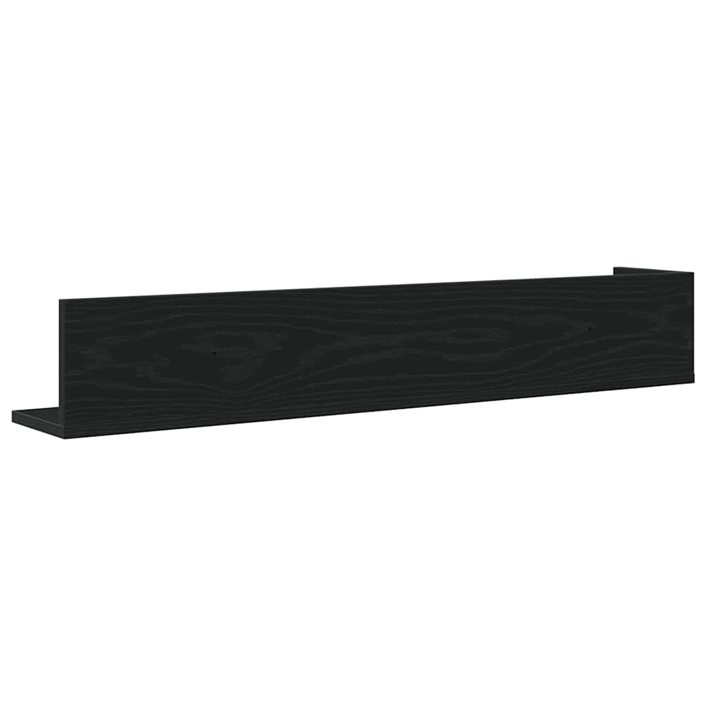 Wandschappen 2 st 100x16,5x16,5 cm bewerkt hout zwart is nu te koop bij PeponiXL, paradijselijk wonen!