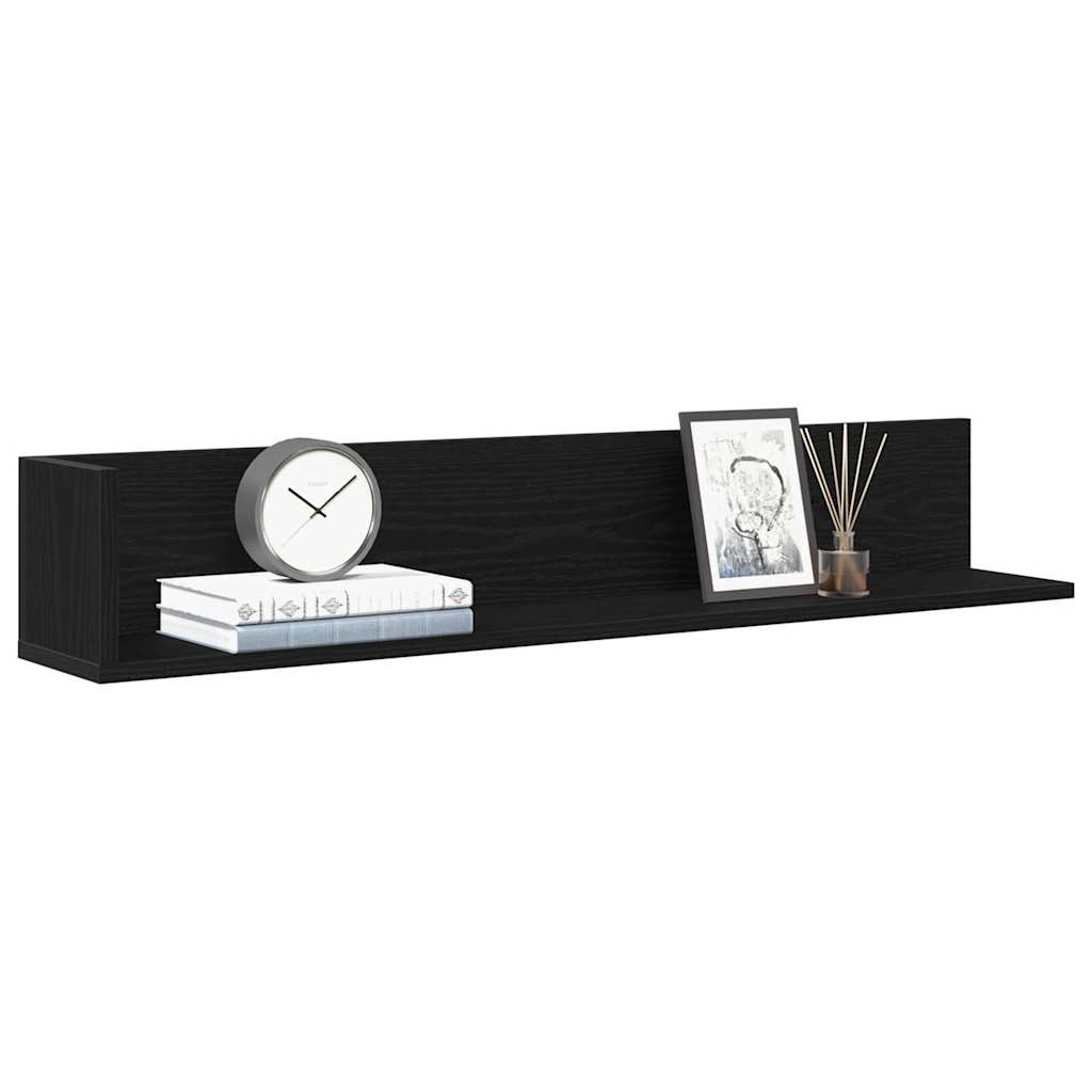 Wandschappen 2 st 100x16,5x16,5 cm bewerkt hout zwart is nu te koop bij PeponiXL, paradijselijk wonen!