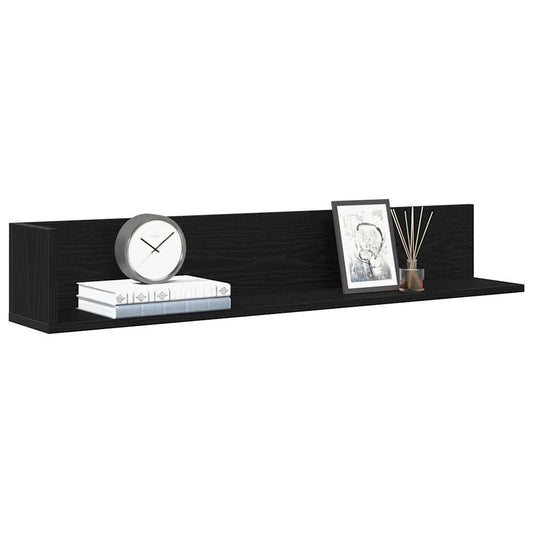 Wandschappen 2 st 100x16,5x16,5 cm bewerkt hout zwart is nu te koop bij PeponiXL, paradijselijk wonen!