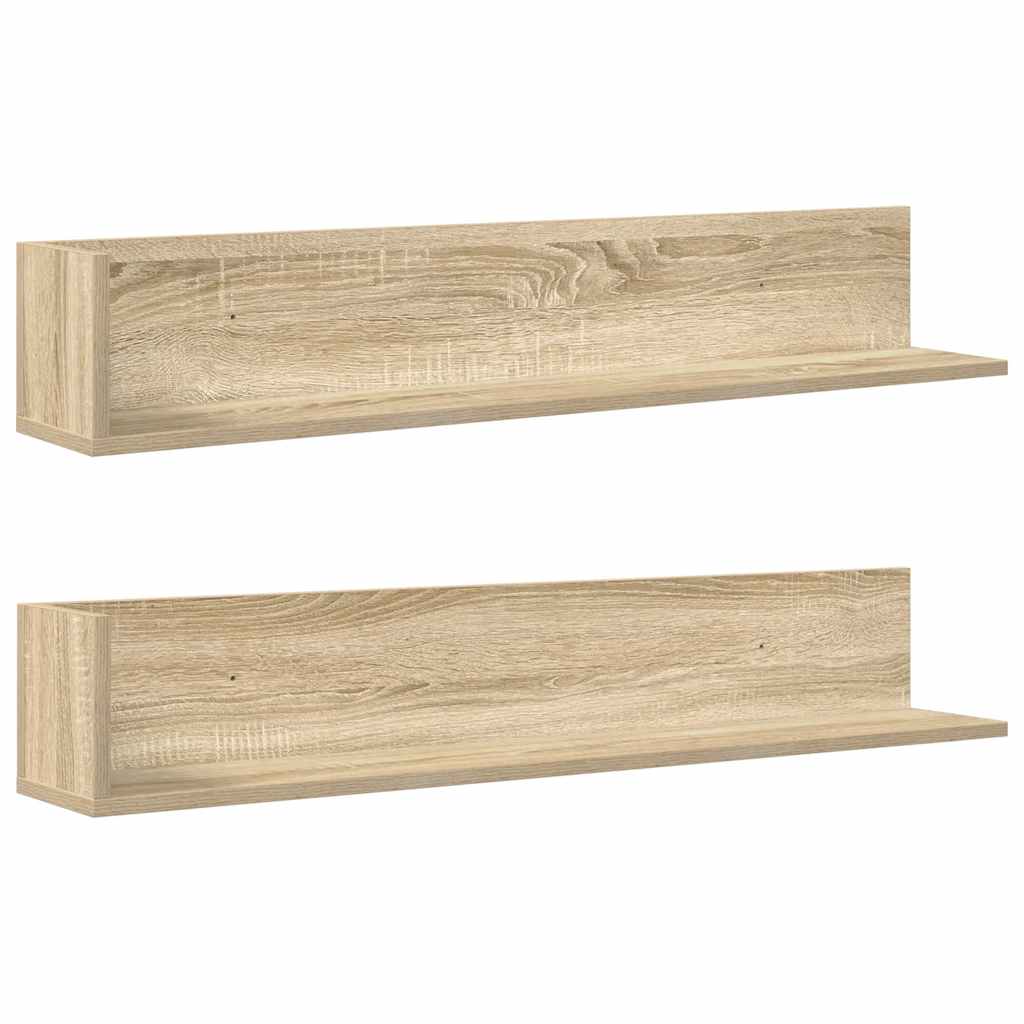 Wandschappen 2 st 100x16,5x16,5 cm bewerkt hout sonoma eiken is nu te koop bij PeponiXL, paradijselijk wonen!