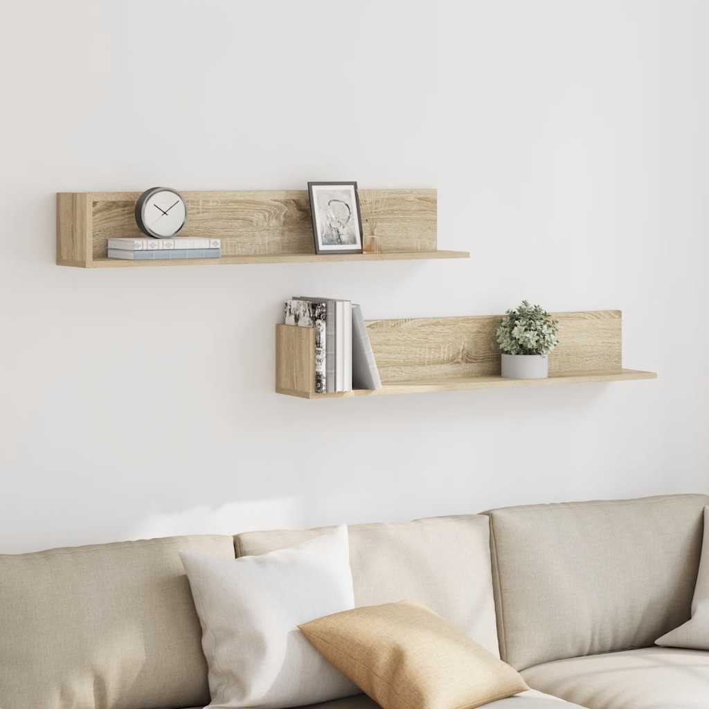 Wandschappen 2 st 100x16,5x16,5 cm bewerkt hout sonoma eiken is nu te koop bij PeponiXL, paradijselijk wonen!
