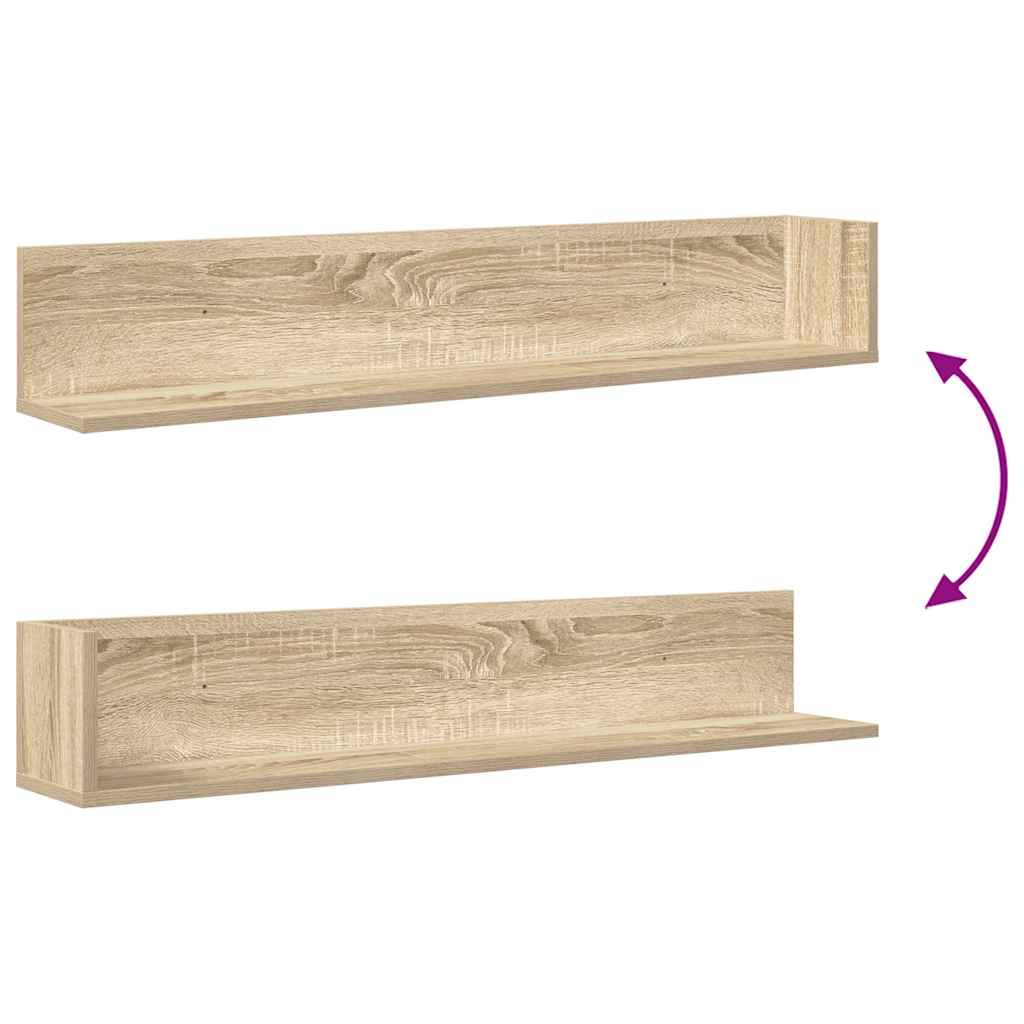 Wandschappen 2 st 100x16,5x16,5 cm bewerkt hout sonoma eiken is nu te koop bij PeponiXL, paradijselijk wonen!