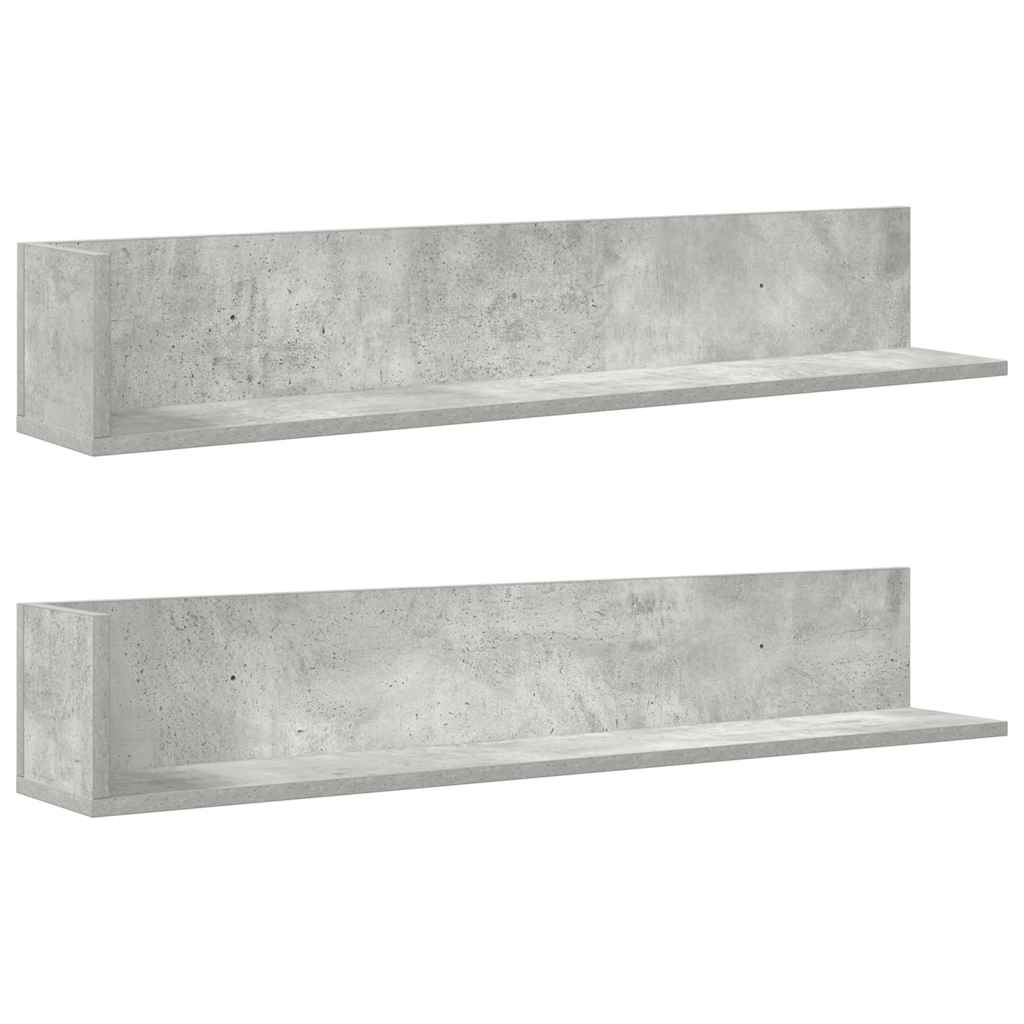 Wandschappen 2 st 100x16,5x16,5 cm spaanplaat betongrijs is nu te koop bij PeponiXL, paradijselijk wonen!