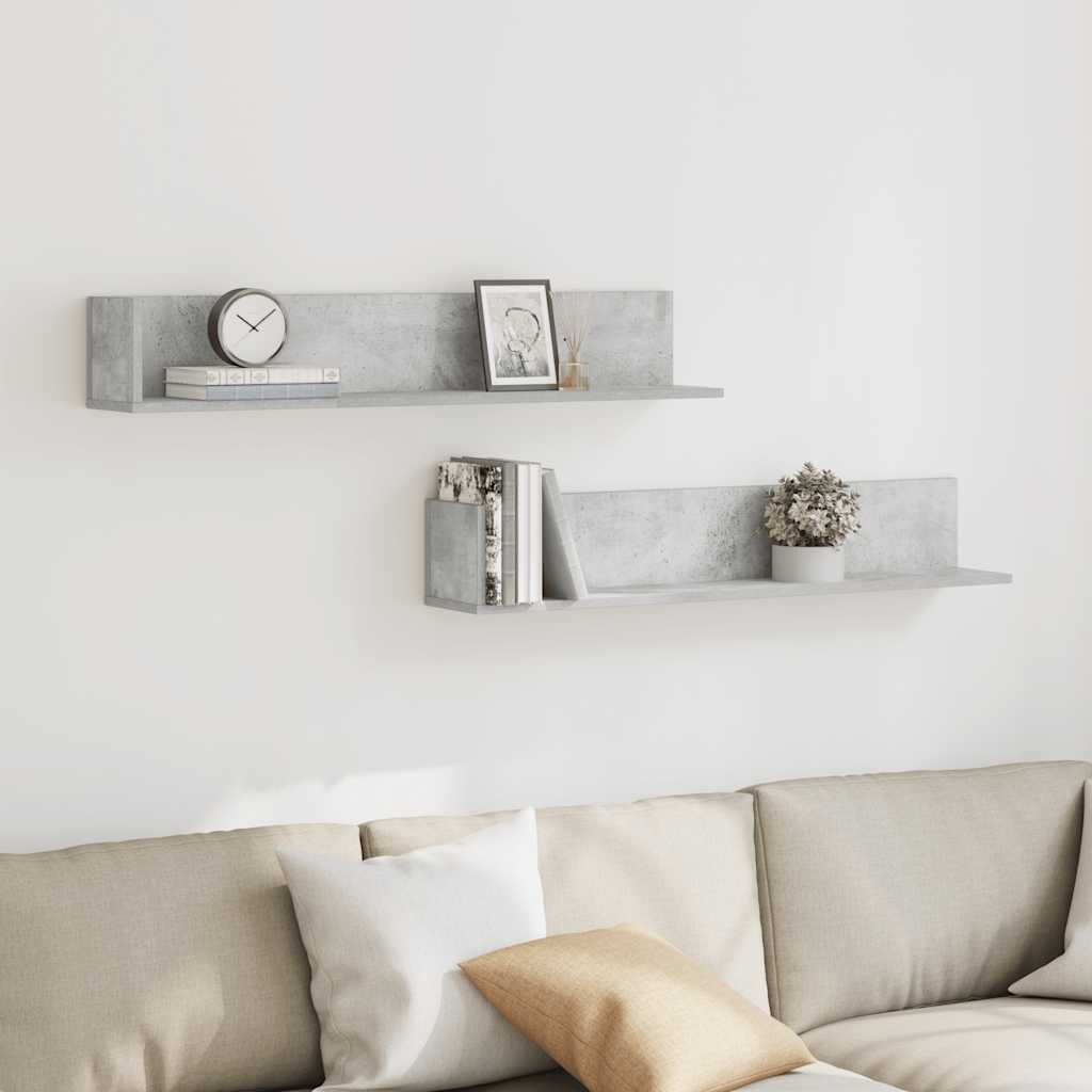 Wandschappen 2 st 100x16,5x16,5 cm spaanplaat betongrijs is nu te koop bij PeponiXL, paradijselijk wonen!