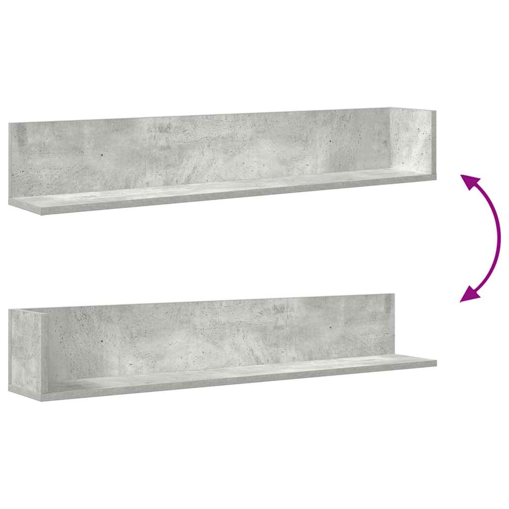 Wandschappen 2 st 100x16,5x16,5 cm spaanplaat betongrijs is nu te koop bij PeponiXL, paradijselijk wonen!