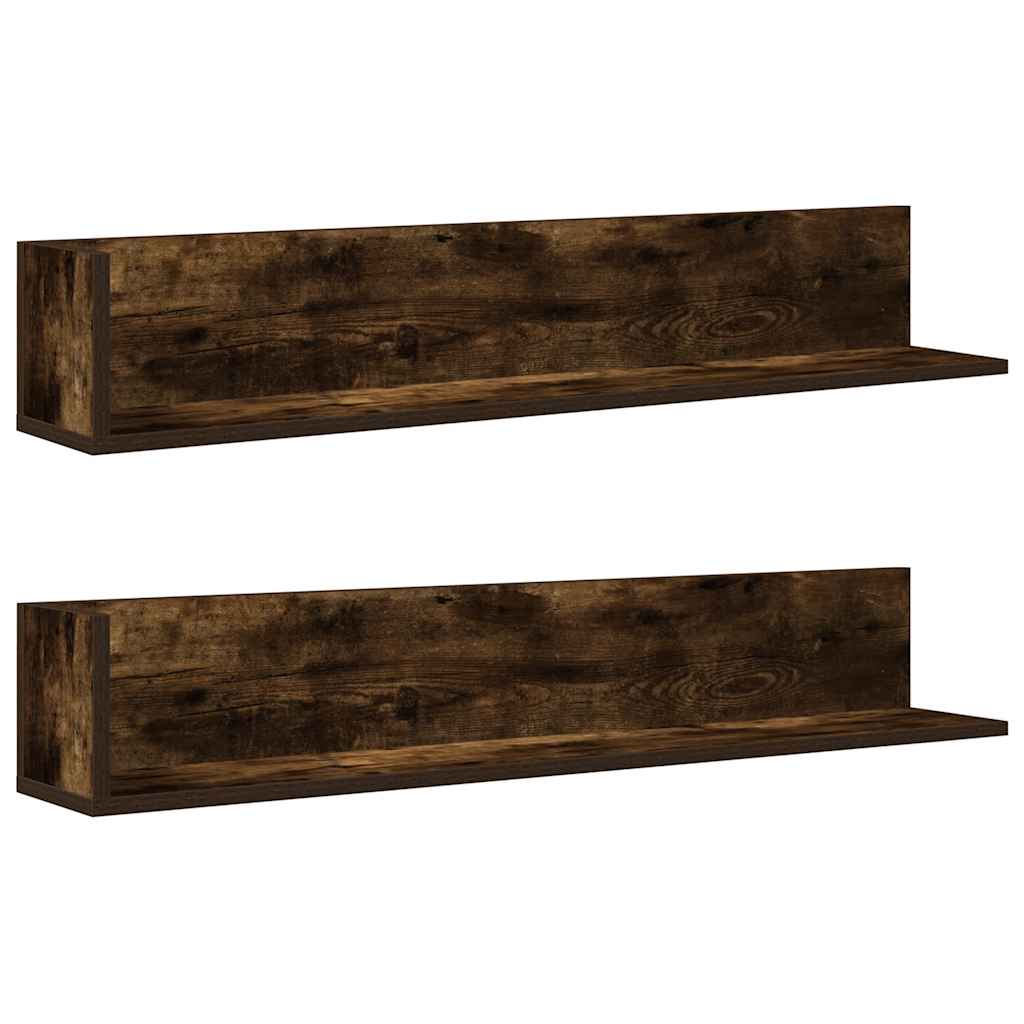 Wandschappen 2 st 100x16,5x16,5 cm bewerkt hout gerookt eiken is nu te koop bij PeponiXL, paradijselijk wonen!