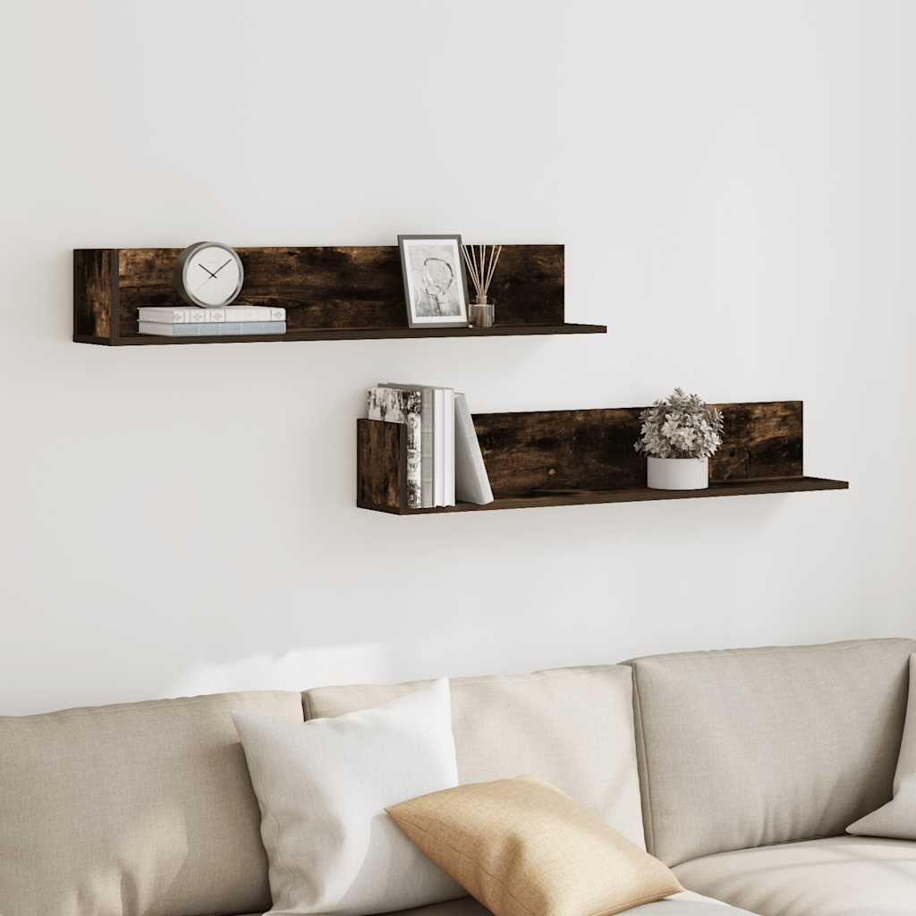 Wandschappen 2 st 100x16,5x16,5 cm bewerkt hout gerookt eiken is nu te koop bij PeponiXL, paradijselijk wonen!