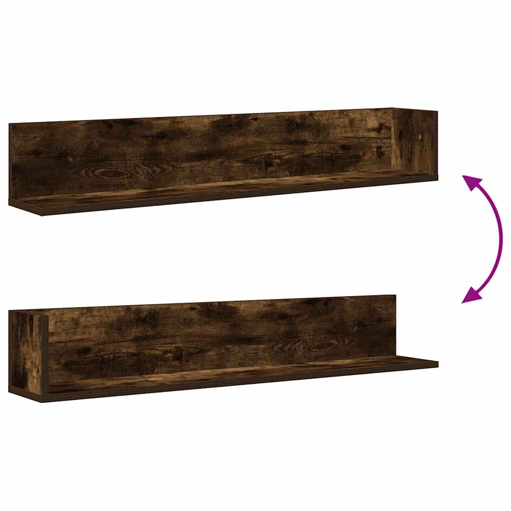 Wandschappen 2 st 100x16,5x16,5 cm bewerkt hout gerookt eiken is nu te koop bij PeponiXL, paradijselijk wonen!