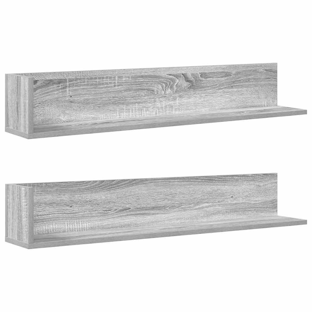 Wandschappen 2 st 100x16,5x16,5 cm bewerkt hout grijs sonoma is nu te koop bij PeponiXL, paradijselijk wonen!